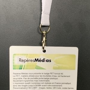 Tour de cou porte badge personnalisé enrouleur I Repères Médias